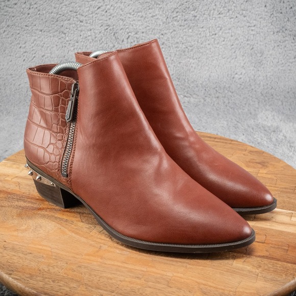 Sam Edelman Shoes - Sam Edelman Whiskey Tan Highland Croc Studded Ankle Booties Size 8